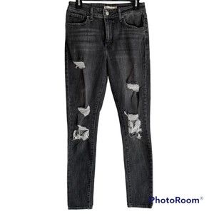 Levi's 721 Black High Rise Distressed Skinny Crop Ladies Denim Jeans, 28